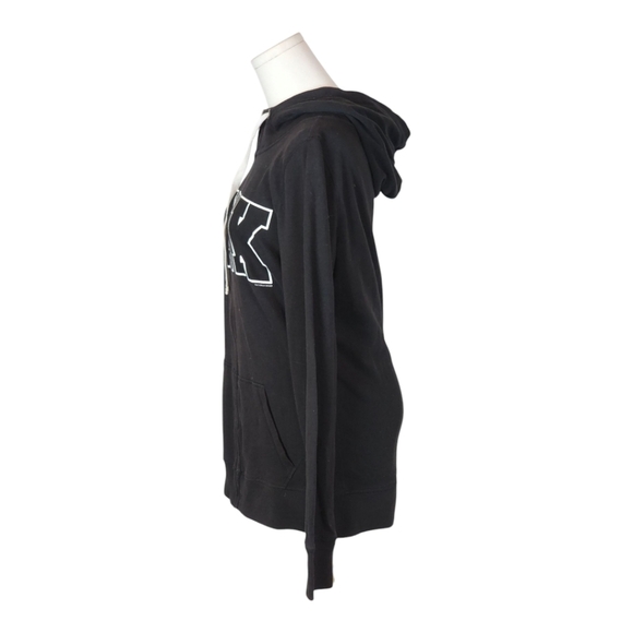 PINK Victoria’s Secret Black Zip Hoodie Sweatshirt XS Logo Pullover Comfy - Picture 4 of 8